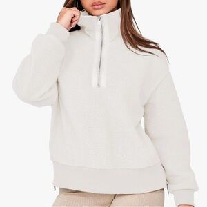 Half zip fuzzy sweatshirt womens